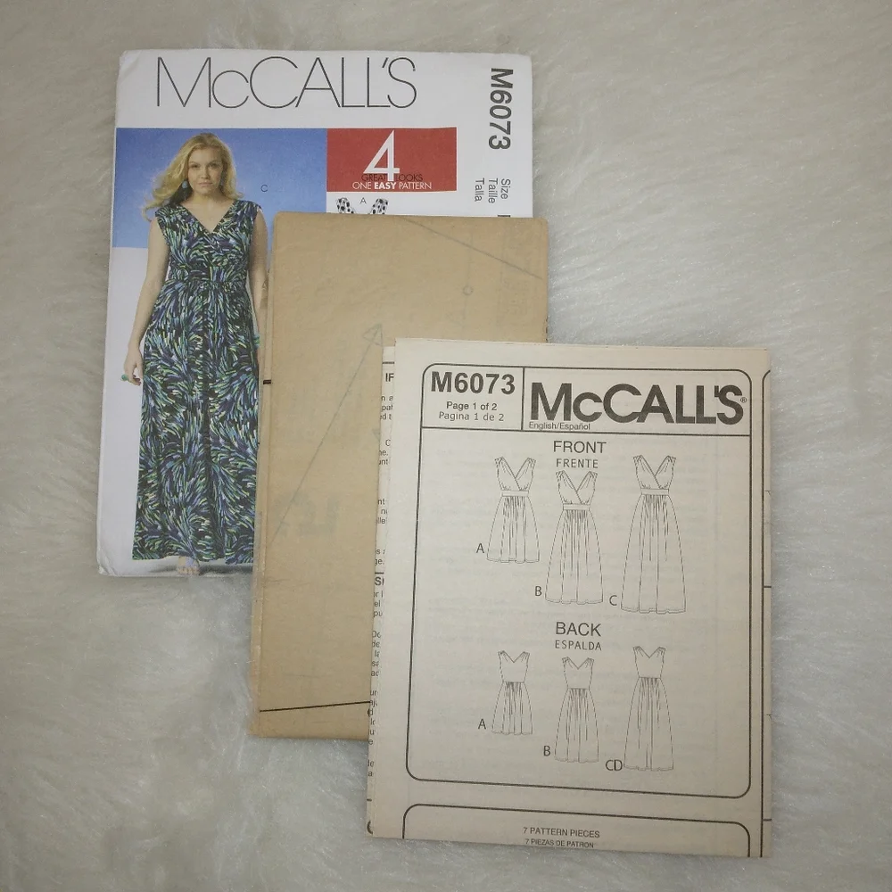 MCCALL'S Sz 18W-24W Misses dress 4 great looks one easy pattern